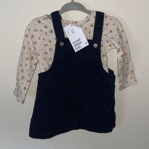 H&M baby overall long sleeve set NWT